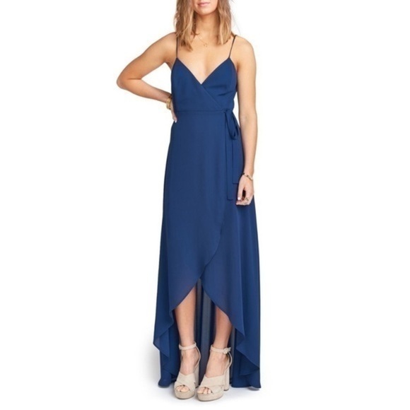 Show Me Your Mumu • Navy Mariah Wrap Hi Low Dress